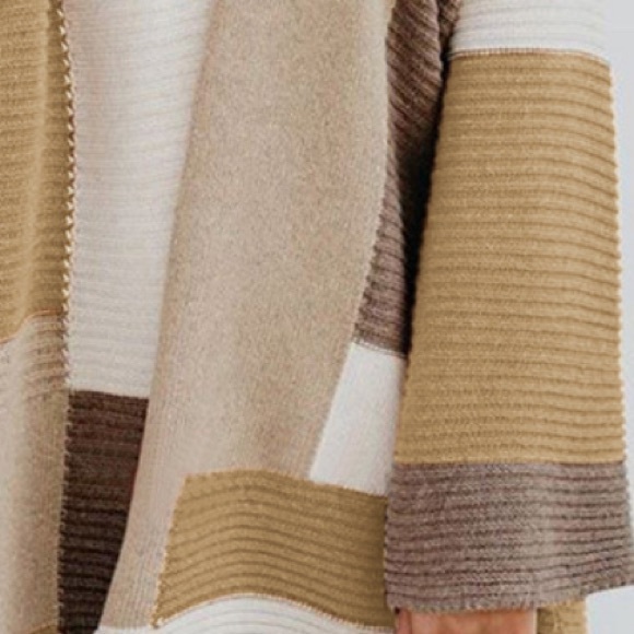 !NOW IN! Camel Cream Block Open Textured Cardi - Picture 2 of 4